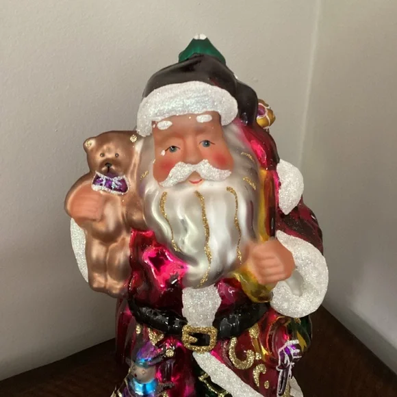 Thomas Pacconi Classics Santa Claus Hand Blown figurine wooden base vintage 14”